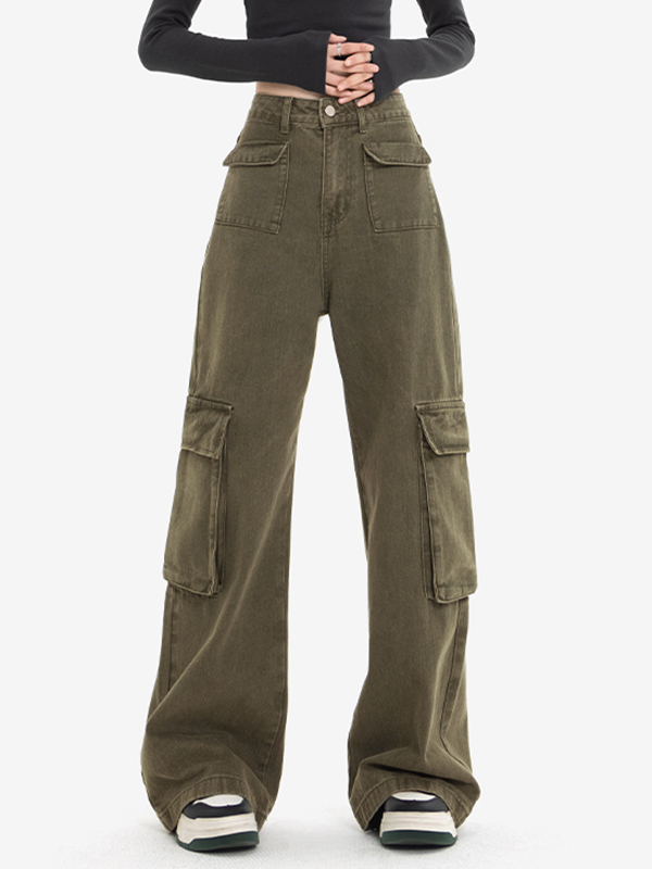 Vintage 90s Green Cargo Jeans-1