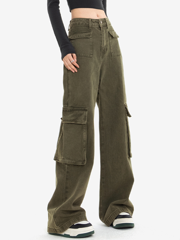 Vintage 90s Green Cargo Jeans-3