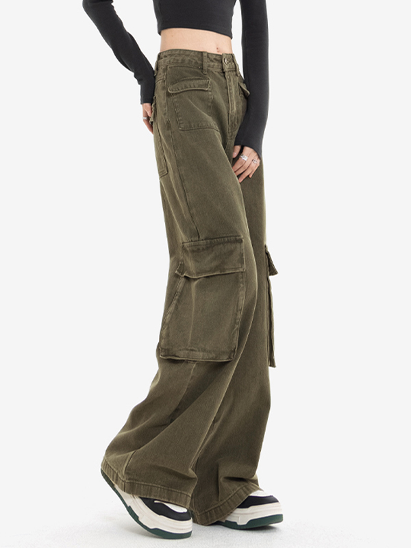 Vintage 90s Green Cargo Jeans-4
