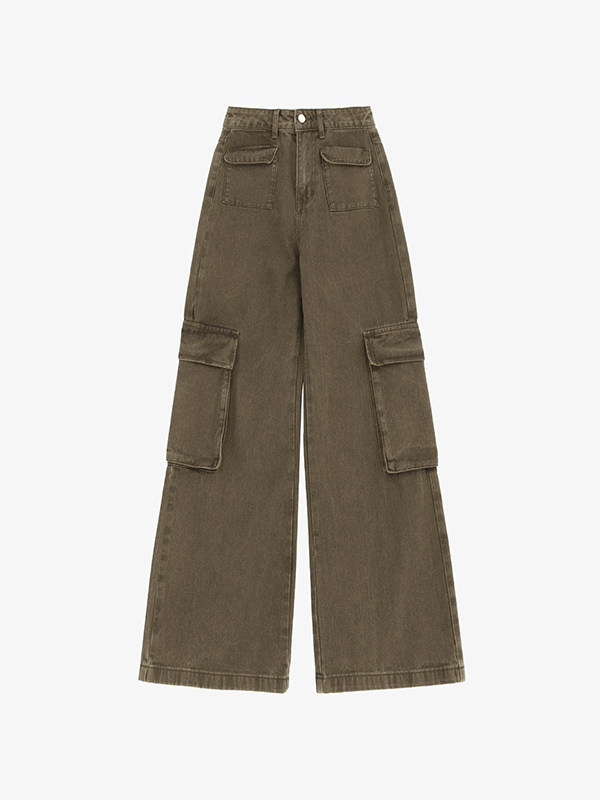 Vintage 90s Green Cargo Jeans-5