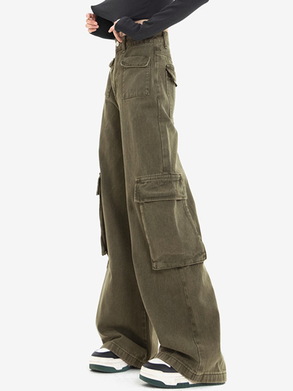 Vintage 90s Green Cargo Jeans-2