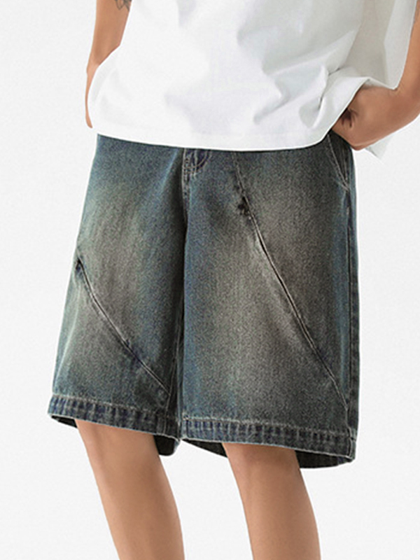 Men's Slash Zipper Straight Short-2