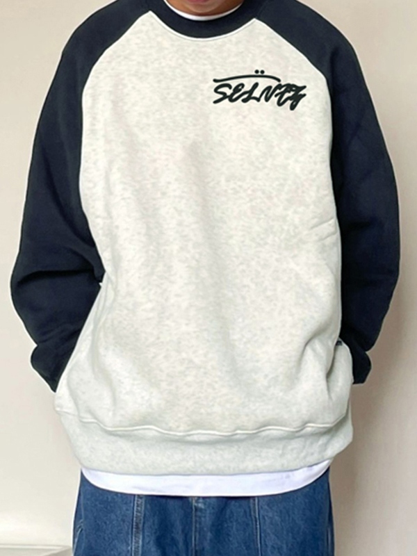 Men's Letter Print Raglan Loose Sweatshirt-1