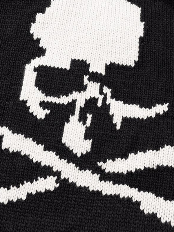 Men's Skull Tattered Hem Loose Sweater-1