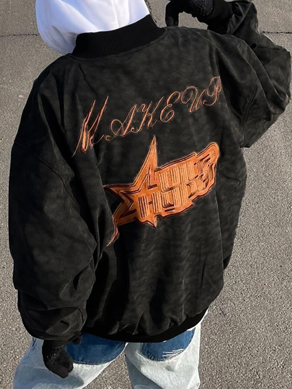 Men's Hip Pop Suede Embroidery Jacket-1