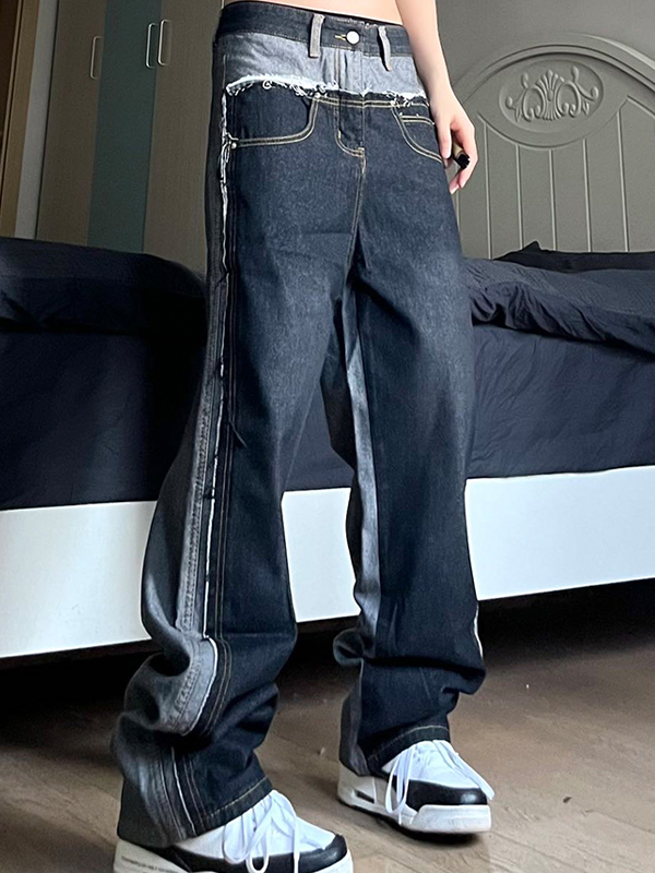 Men's Casual Splice Distressed  Loose Jeans-2