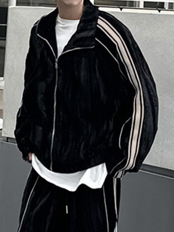 Men's Piping Detail Long Sleeve Tracksuit Set-4