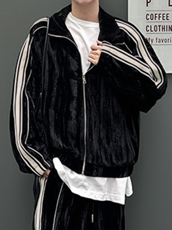 Men's Piping Detail Long Sleeve Tracksuit Set-2