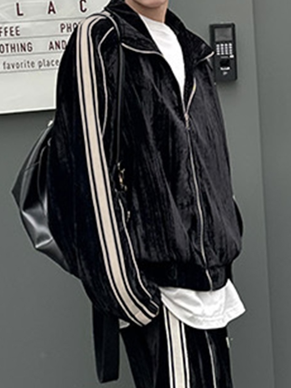 Men's Piping Detail Long Sleeve Tracksuit Set-1