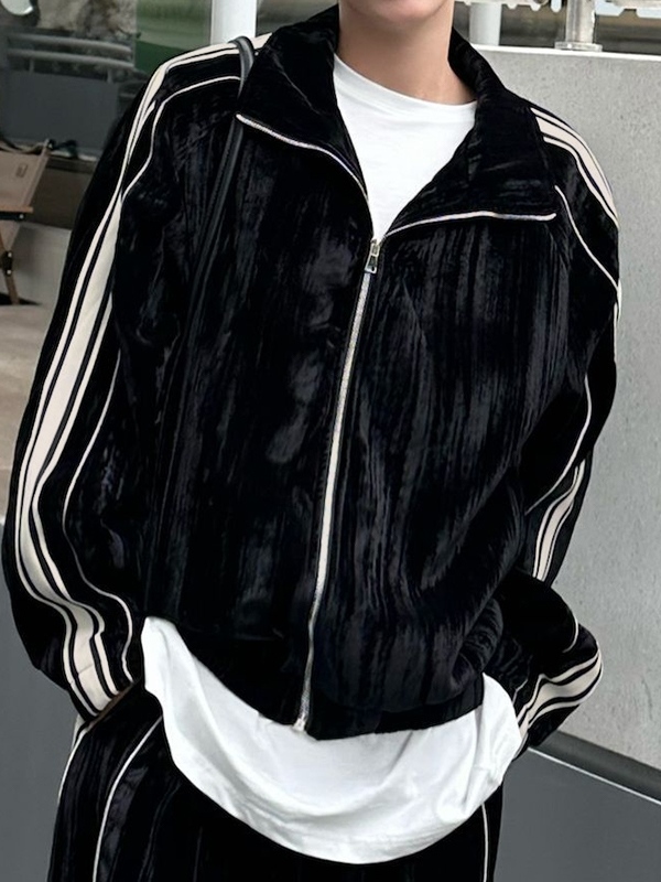 Men's Piping Detail Long Sleeve Tracksuit Set-3