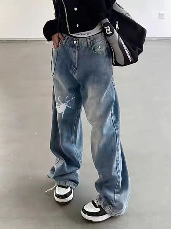 Street Spider Print Boyfriend Jeans-2