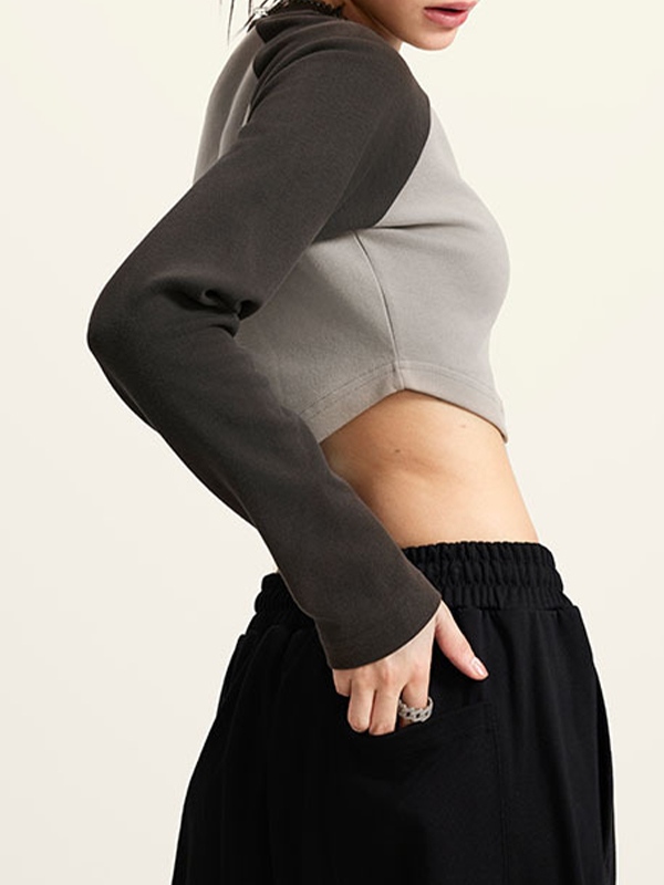 Retro Raglan Crop Long Sleeve Tee-2