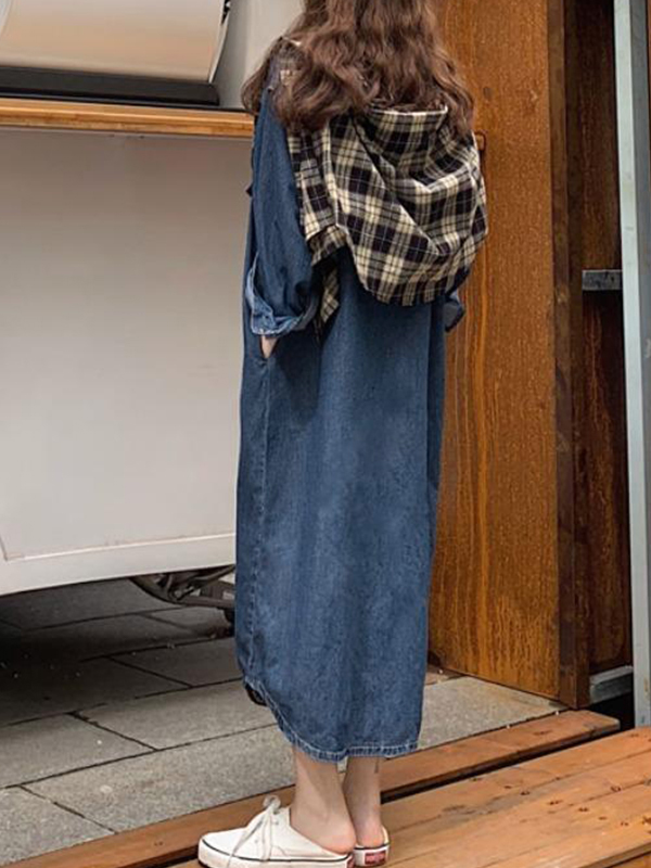 Denim Dual Pocket Shirt Maxi Dress-1