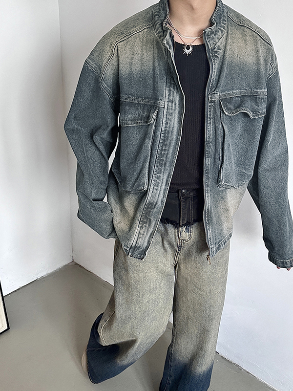 Vintage Big Pocket Zip Up Jacket-2