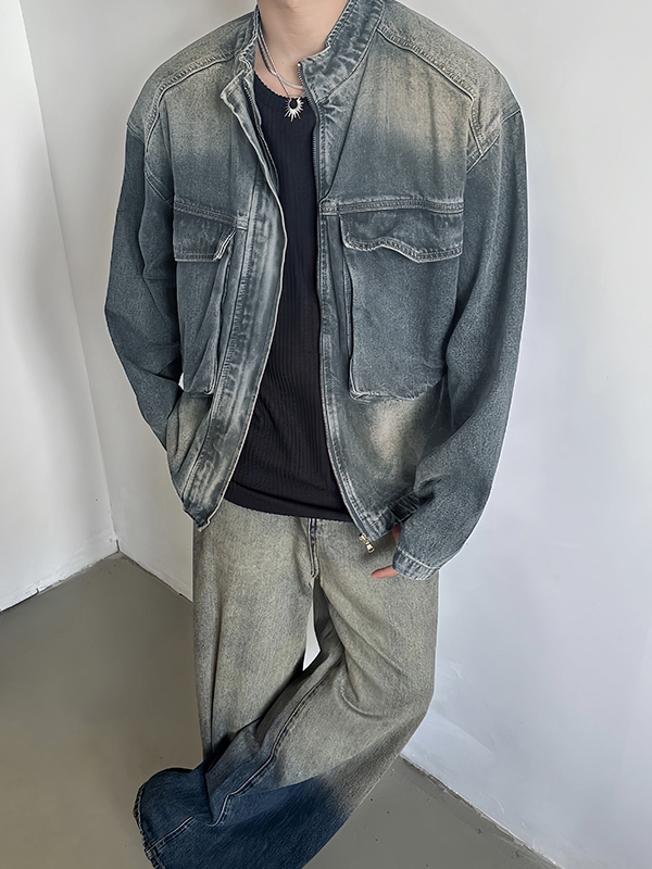 Vintage Big Pocket Zip Up Jacket-1