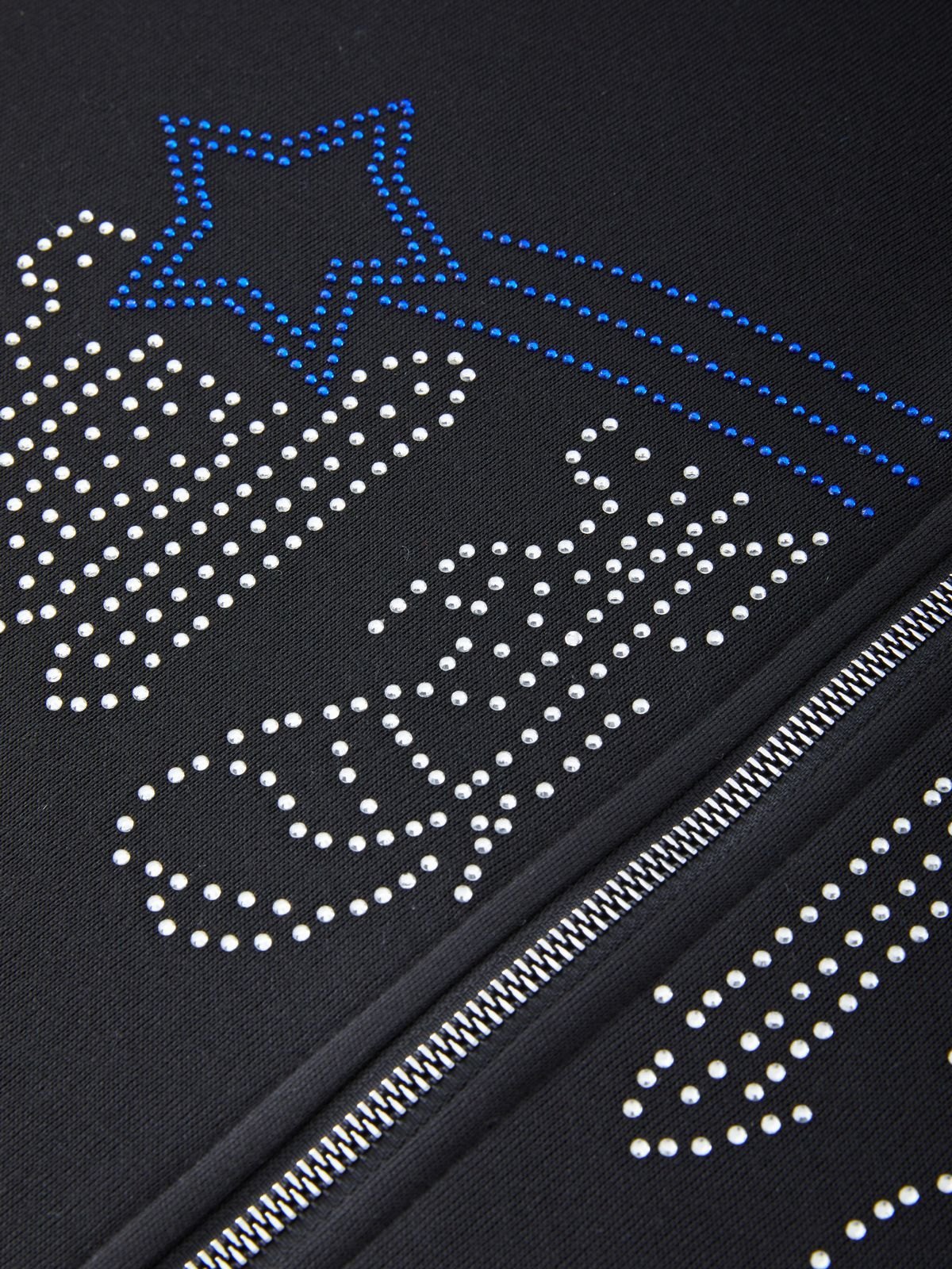 Men's Punk Rhinestone Cross Zip Up Hoodie-3