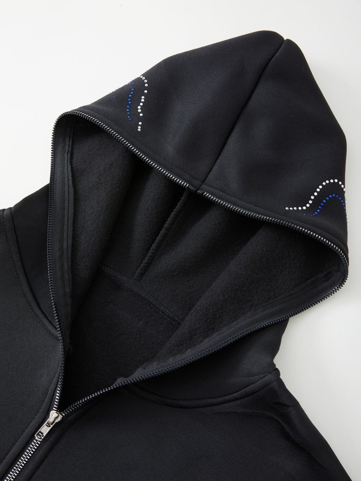 Men's Punk Rhinestone Cross Zip Up Hoodie-1