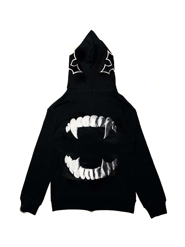 Men's Loose Print Hooded Zipper Hoodie-1