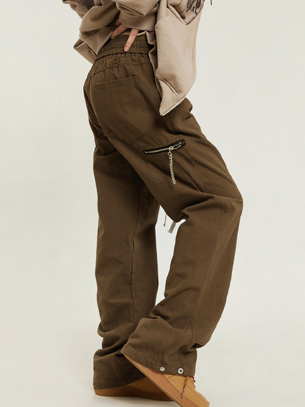 Casual Zipper Decor Cargo Pants-2