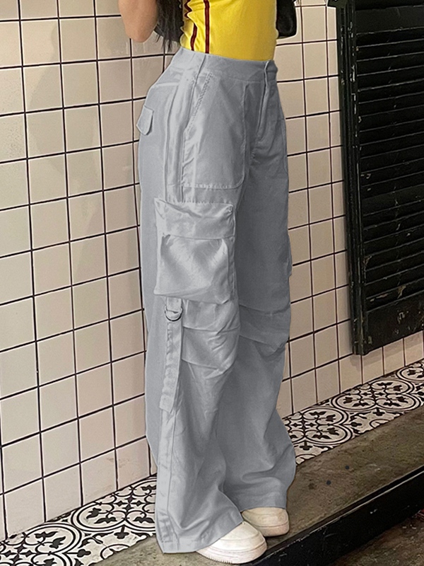 Low Rise Side Zip Up Cargo Pants-2