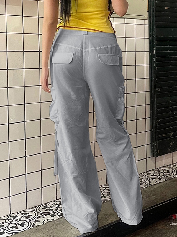 Low Rise Side Zip Up Cargo Pants-1