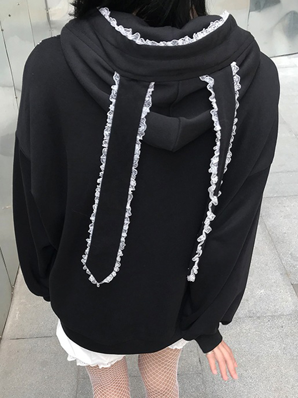 Anime Print Rabbit Ear Styling Oversized Hoodie-2