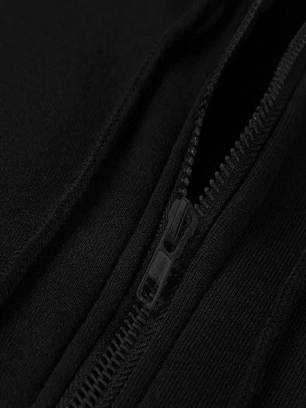 Solid Drawstring Zip Up Oversized Hoodie-4