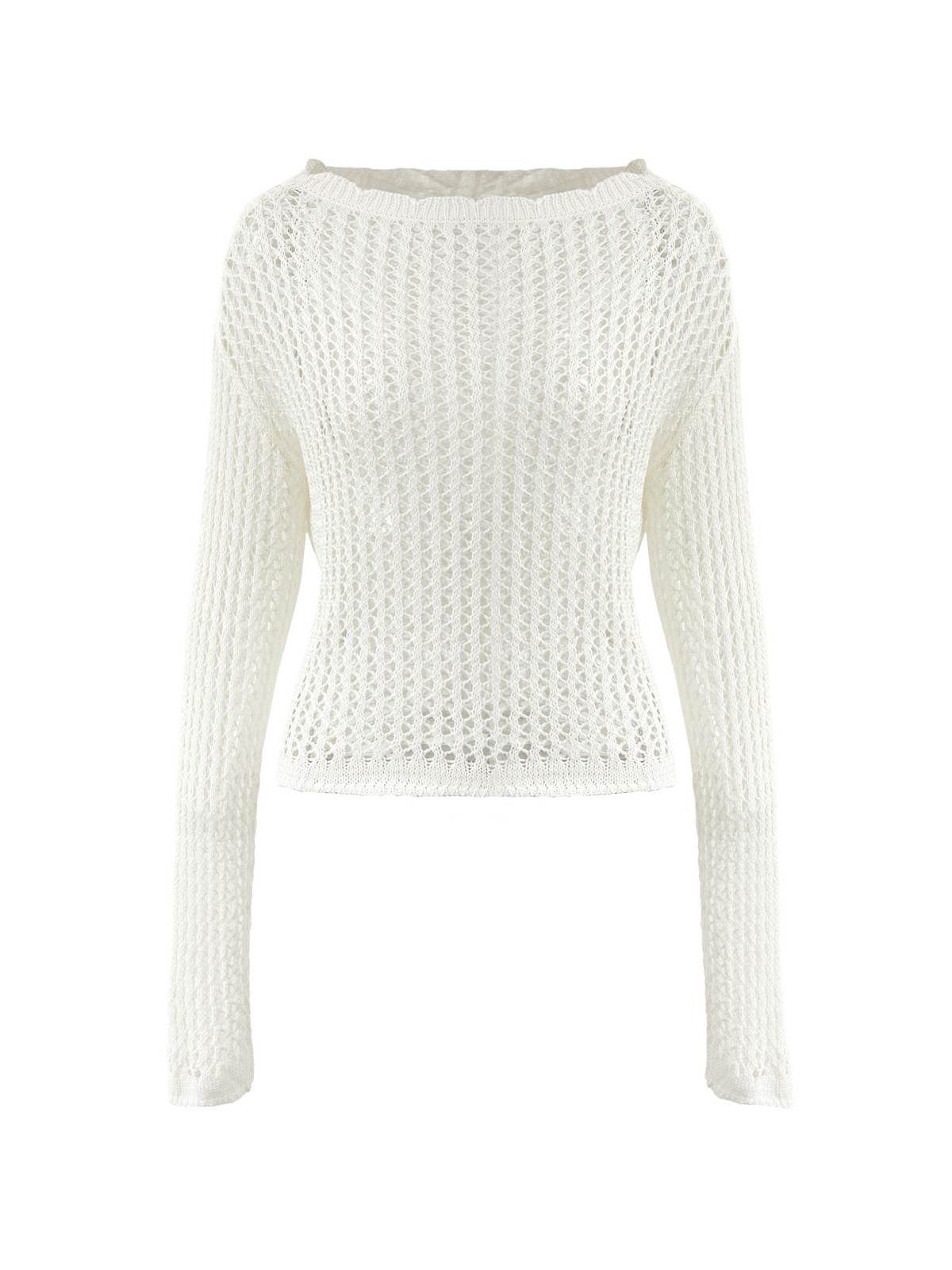 Hollow Out Crochet Long Sleeve Knit Top-6