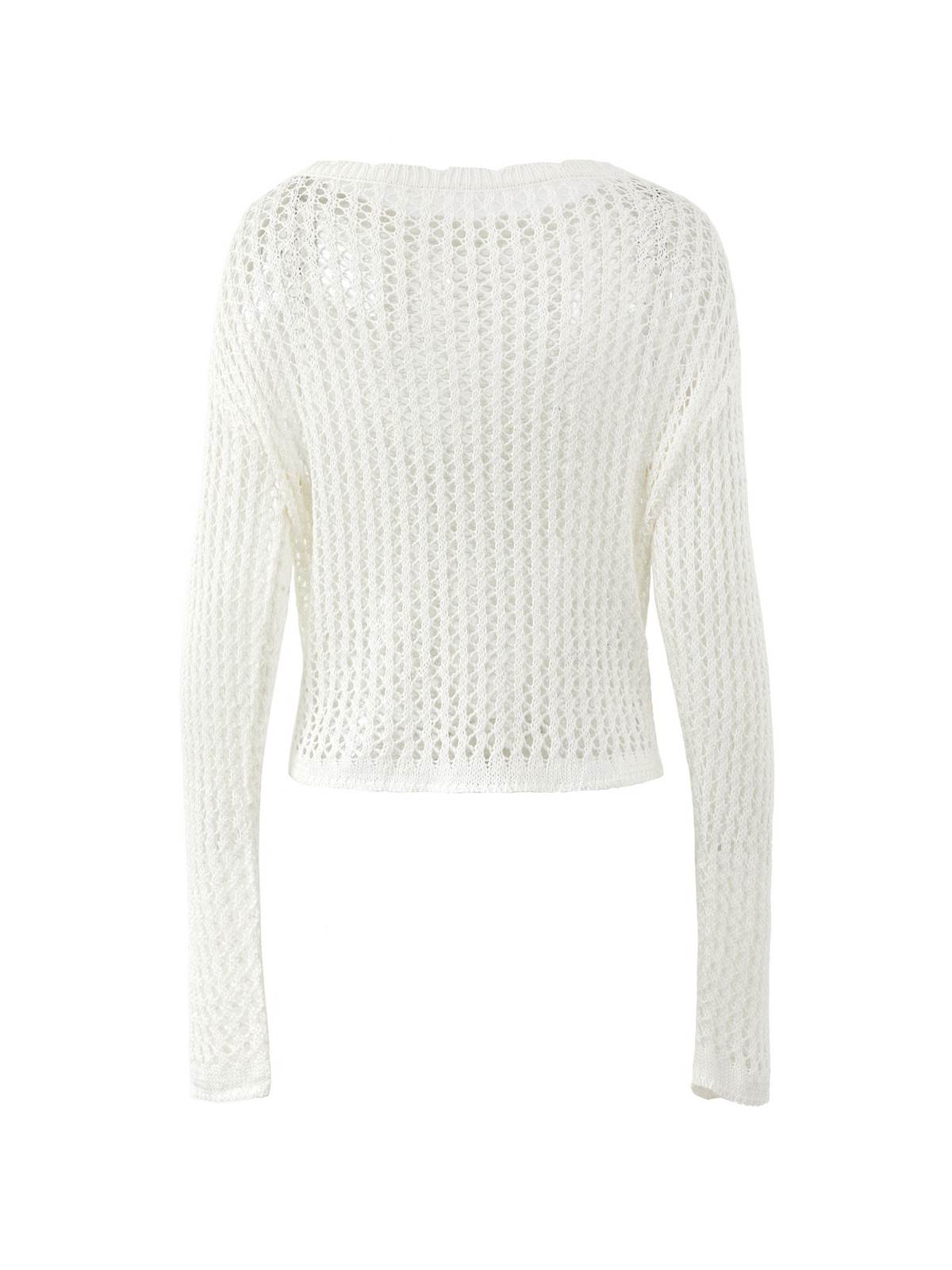 Hollow Out Crochet Long Sleeve Knit Top-7