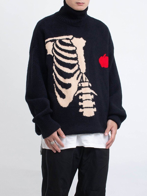 Men's Skeleton Jacquard Turtleneck Sweater-2