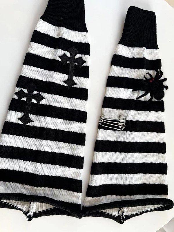 Punk Cross Striped Leg Warmer-1