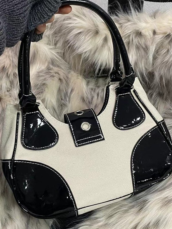Star Chain Embellish Patchwork Buckled Shoulder Bag-4