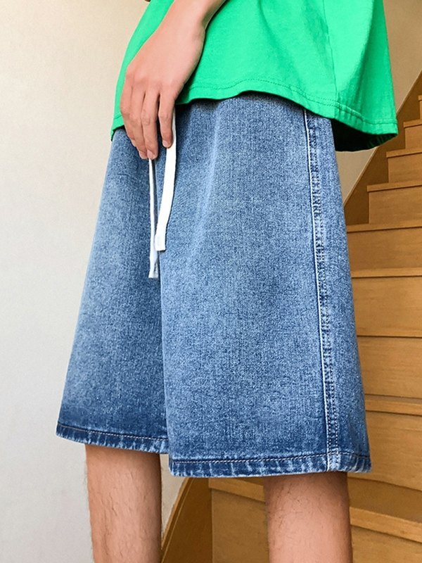 Men's Basic Wash Loose Fit Denim Shorts-1