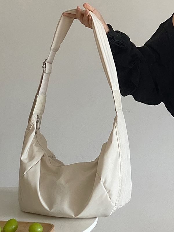 Solid Color Dumpling Shape Design Crossbody Bag-1