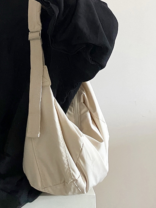 Solid Color Dumpling Shape Design Crossbody Bag-3