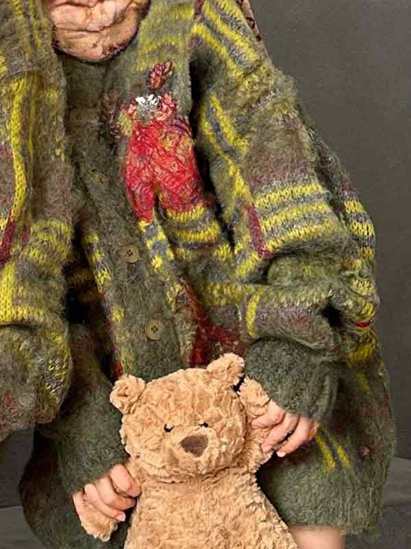 Cozy Contrast Color Jacquard Cardigan-5