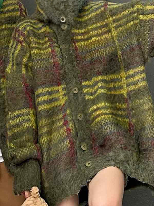 Cozy Contrast Color Jacquard Cardigan-3