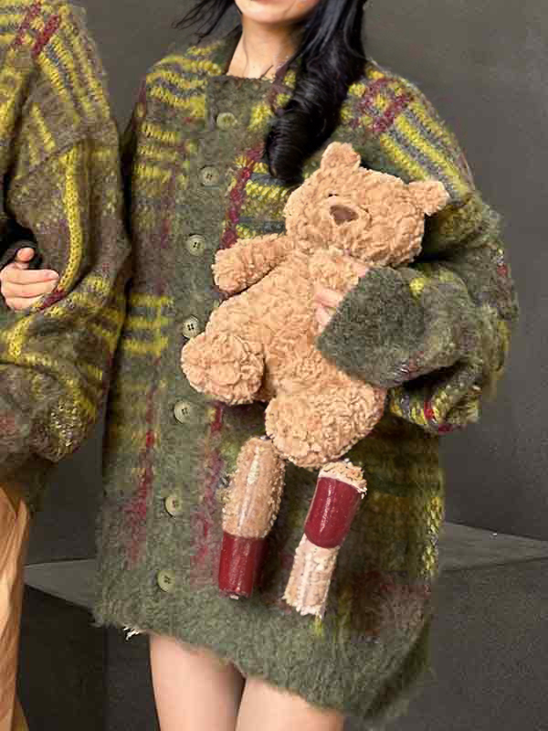 Cozy Contrast Color Jacquard Cardigan-4