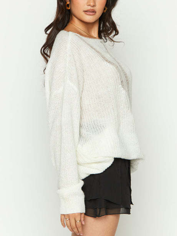 Cutout Baggy Knit Sweater-3
