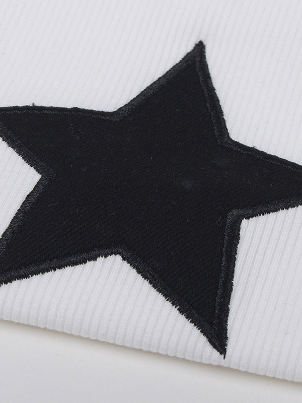 Star Embroidered Rib Cropped Tank Top-6